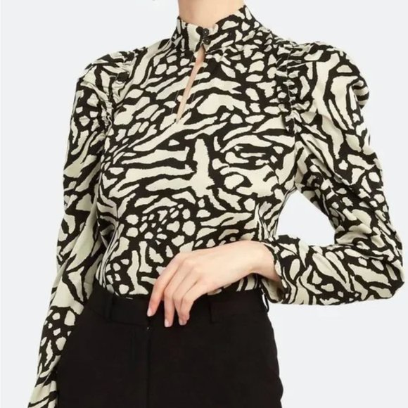 Munthe Elian Puff Sleeve Printed Blouse - Picture 1 of 4